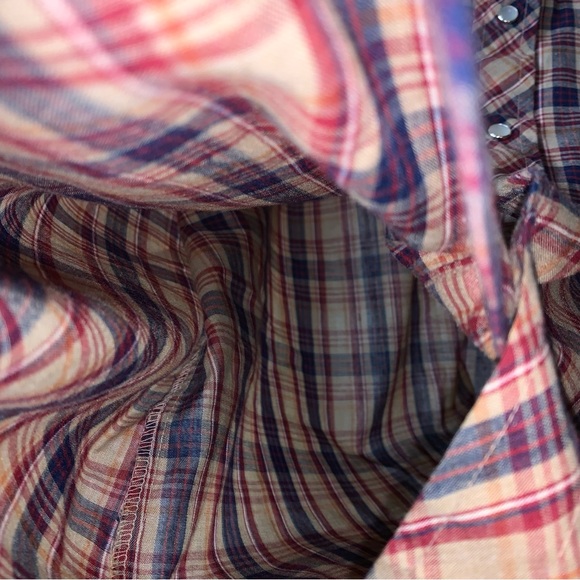 Vintage Montgomery Ward Plaid Lightweight Longsleeve Snap Up Shirt sz L - Picture 6 of 9